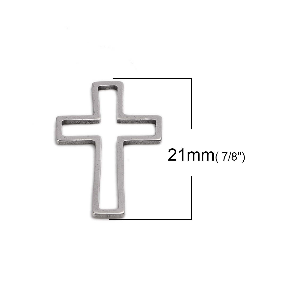 304ステンレス鋼 フレームコネクタ  クロス シルバートーン 透かし 21mm x 14mm、 20 の画像