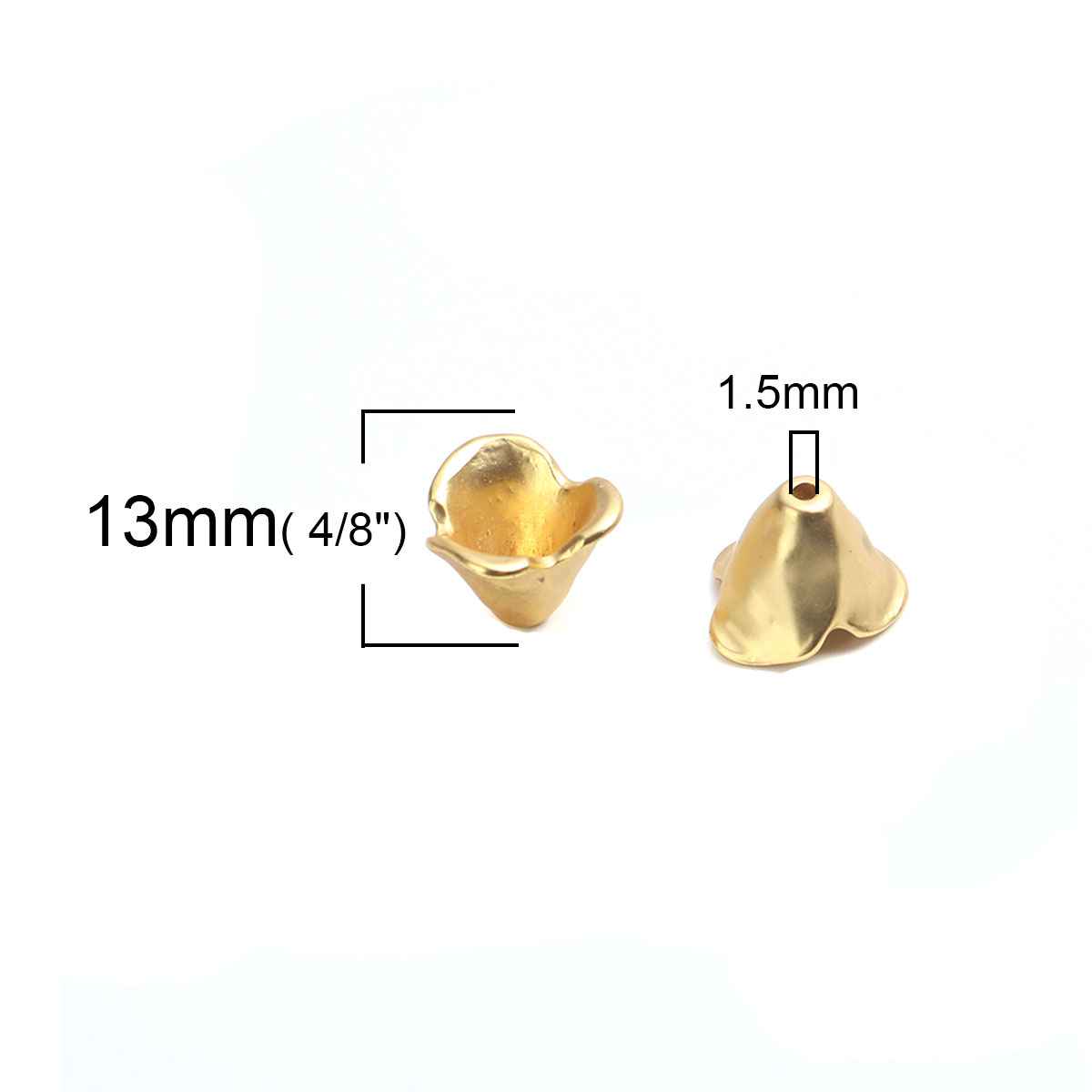 亜鉛合金 スペーサー ビーズ フラワー 金メッキ 約 13mm x 10mm、 穴：約 1.5mm、 5 個 の画像