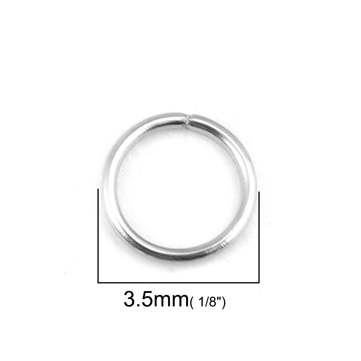 Image de 1000 Pcs 3.5mm Dia, 0.4mm(taille 26) Anneaux de Jonction pour la Fabrication de Bijoux Ouvert en Acier Inoxydable Argent Mat Rond