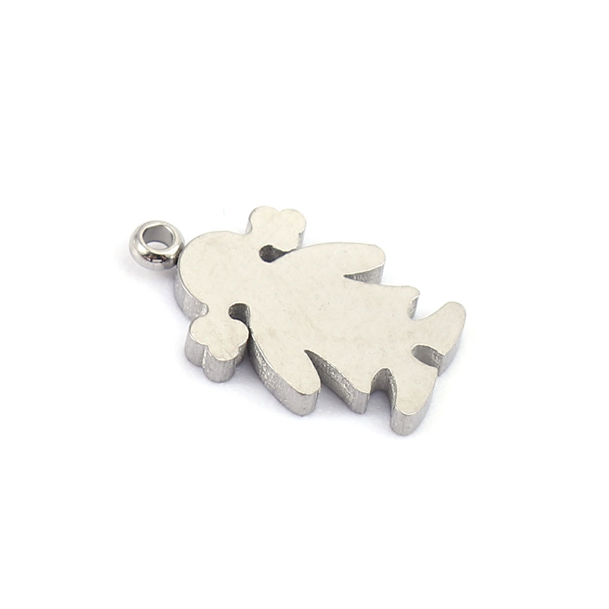 Picture of 304 Stainless Steel Charms Girl Silver Tone 12mm x 7mm, 2 PCs