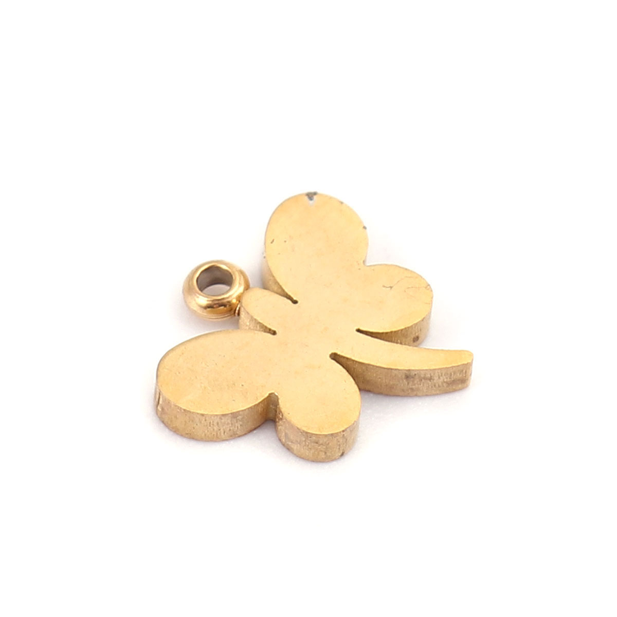Picture of 304 Stainless Steel Insect Charms Butterfly Animal Gold Plated 9mm x 9mm, 5 PCs