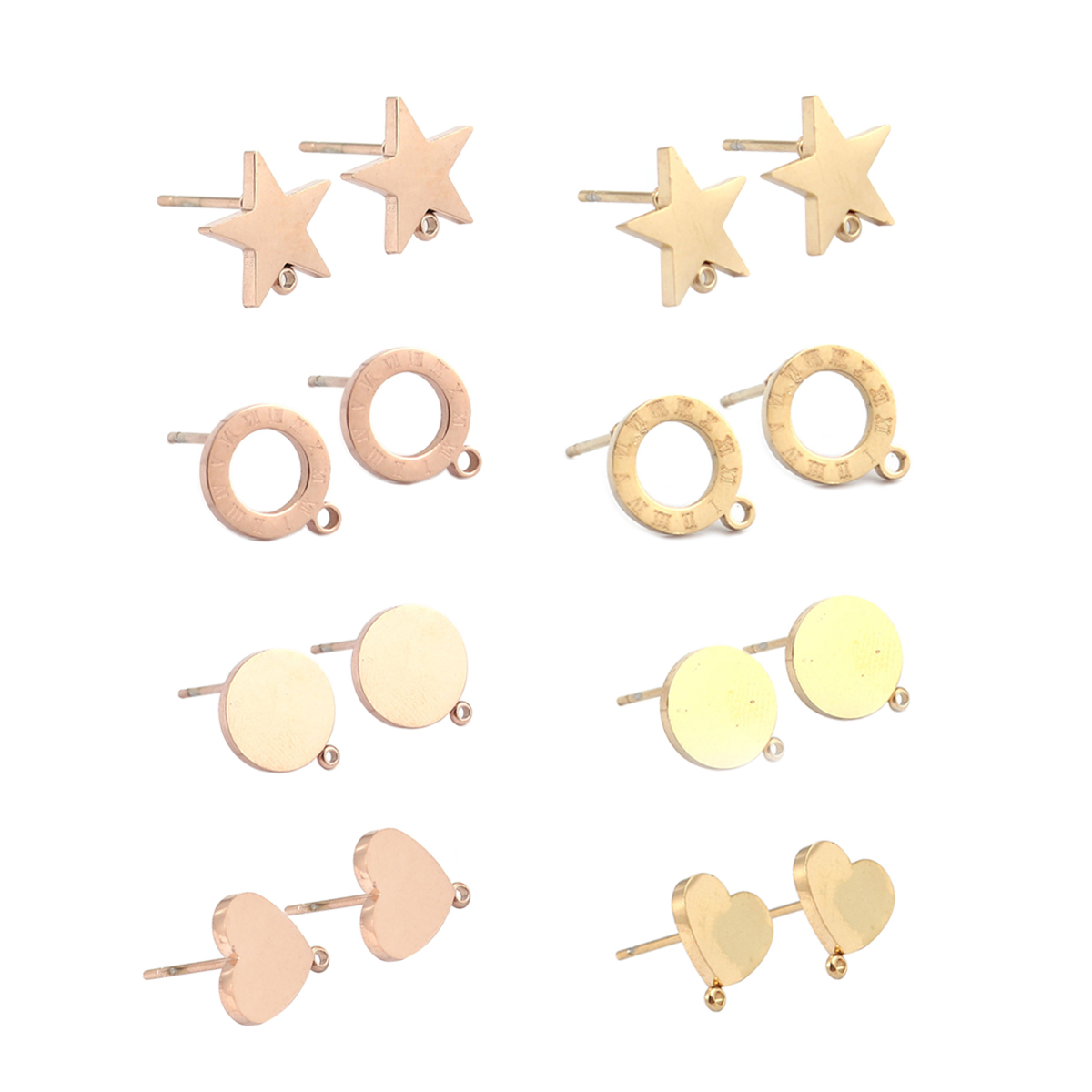 Bild von 304 Edelstahl Ohrring Ohrstecker 18K Echtgold plattiert Herz Message " Mit Öse " 10mm x 10mm, Drahtstärke: (20 gauge), 2 Stück