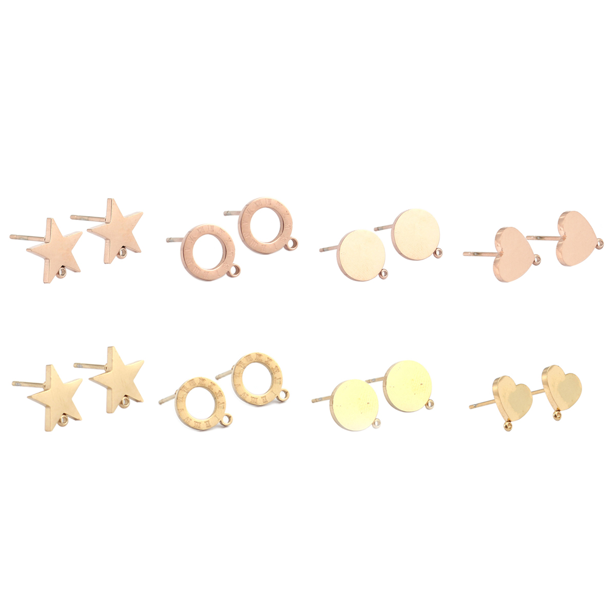 Bild von 304 Edelstahl Ohrring Ohrstecker 18K Echtgold plattiert Herz Message " Mit Öse " 10mm x 10mm, Drahtstärke: (20 gauge), 2 Stück