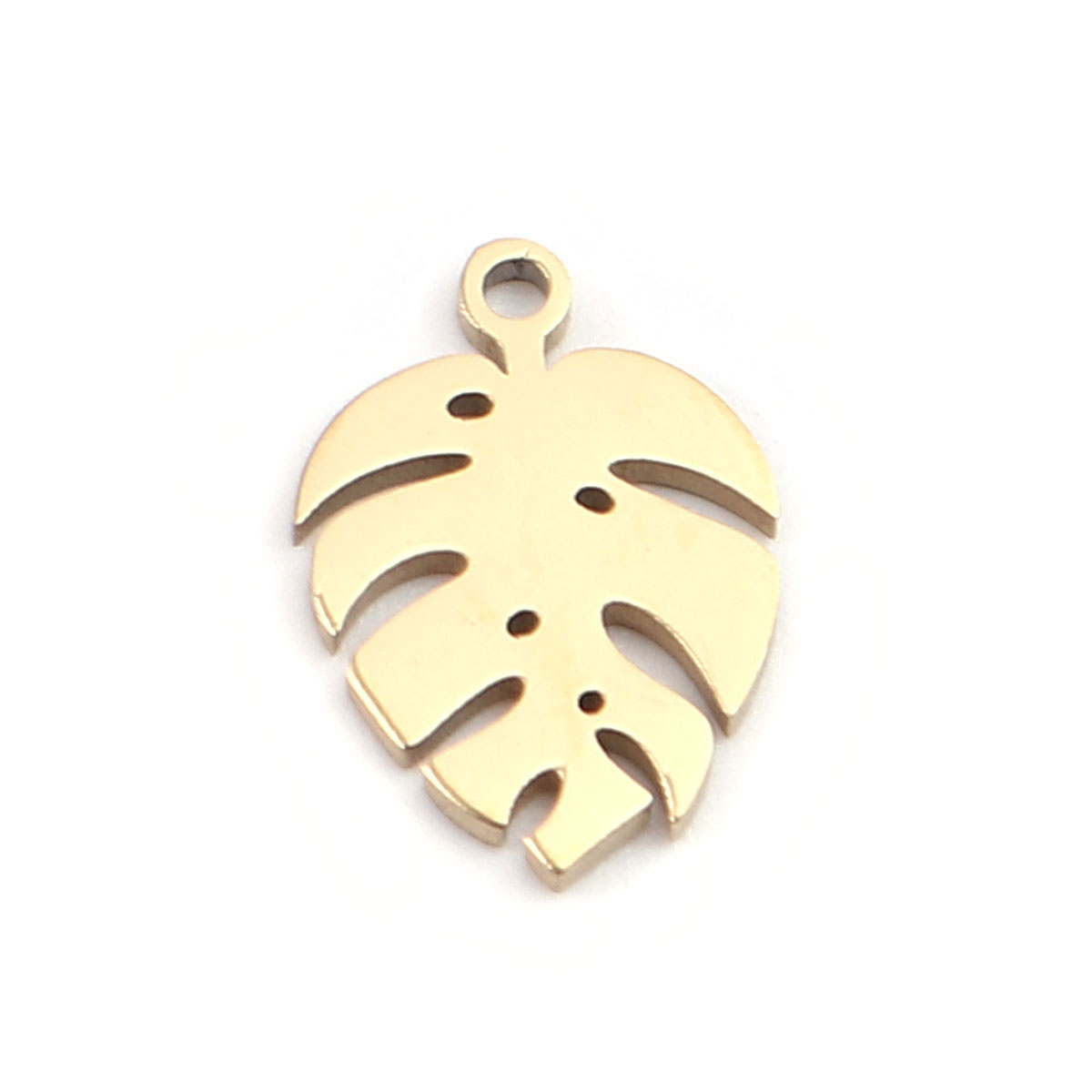 Picture of 304 Stainless Steel Charms 18K Real Gold Plated Leaf 13mm x 9mm, 2 PCs