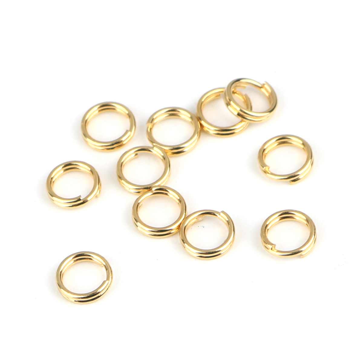 50 個 4mm 直径、 0.5mm（24号） 316ステンレス鋼 二重丸カン 丸カン 金メッキ 円形 の画像