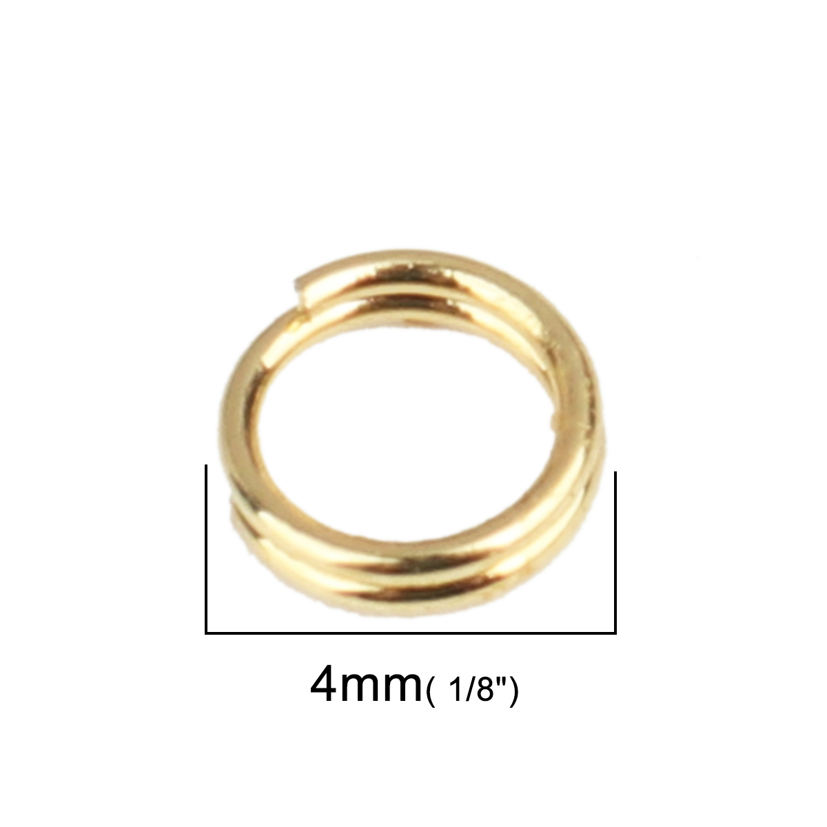 50 個 4mm 直径、 0.5mm（24号） 316ステンレス鋼 二重丸カン 丸カン 金メッキ 円形 の画像