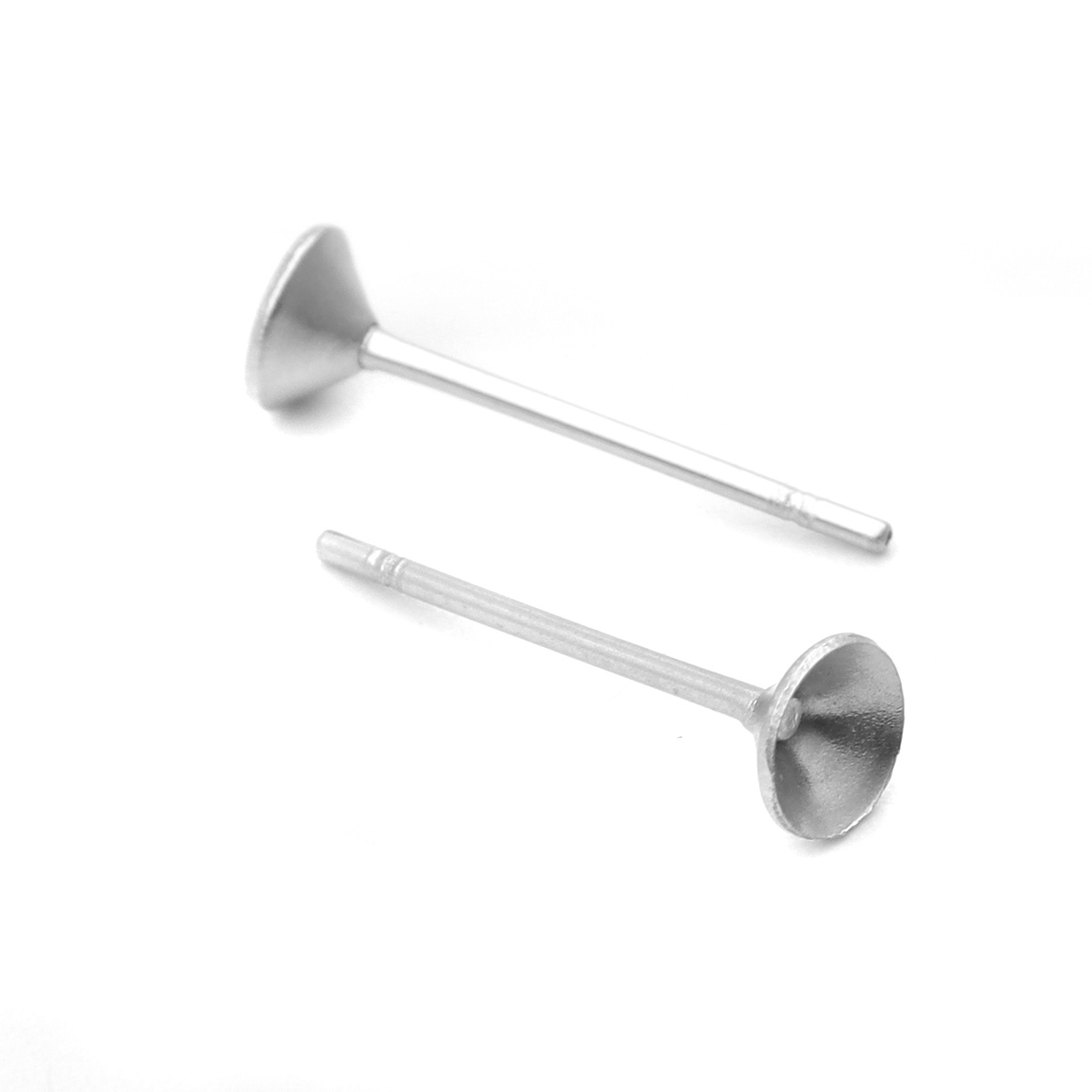 Bild von 304 Edelstahl Ohrring Ohrstecker Rund Silberfarbe (Halten ss16 Spitzboden Strassstein) 4mm D., Drahtstärke: (21 gauge), 100 Stück