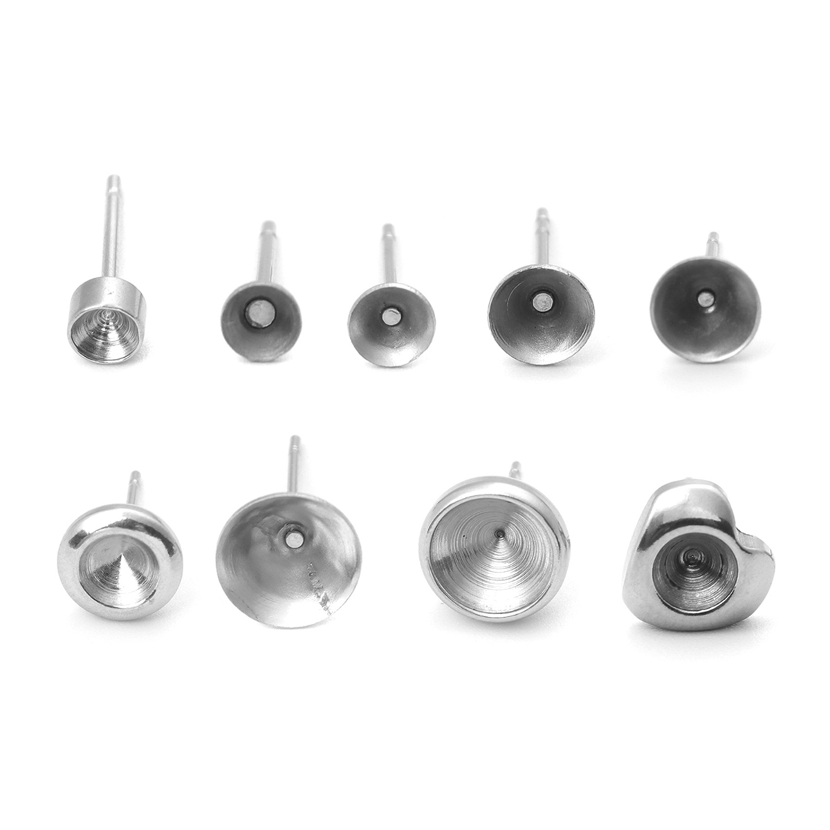 Bild von 304 Edelstahl Ohrring Ohrstecker Rund Silberfarbe (Halten ss16 Spitzboden Strassstein) 4mm D., Drahtstärke: (21 gauge), 100 Stück