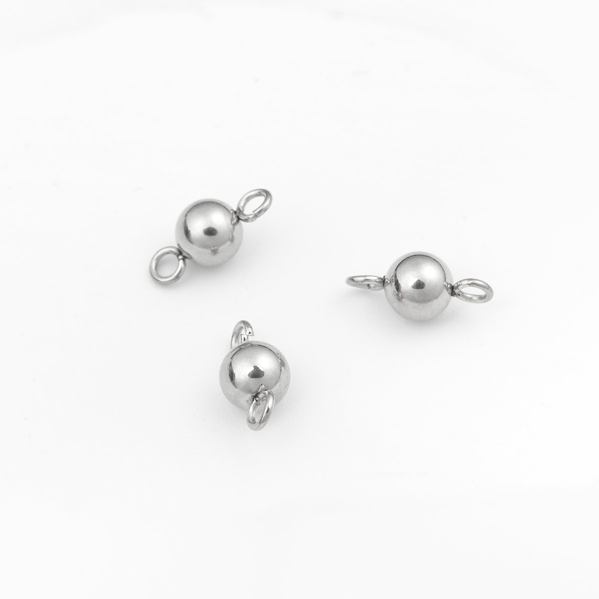 Picture of 304 Stainless Steel Connectors Round Silver Tone 11mm x 5mm, 10 PCs