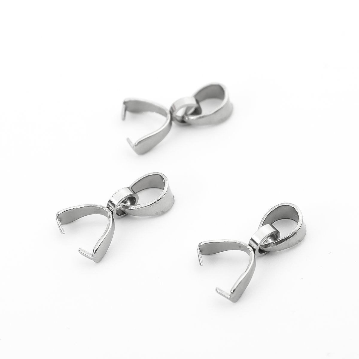 Image de Fermoirs Pinces Bélière en 304 Acier Inoxydable Argent Mat 13mm x 7mm, 10 Pcs
