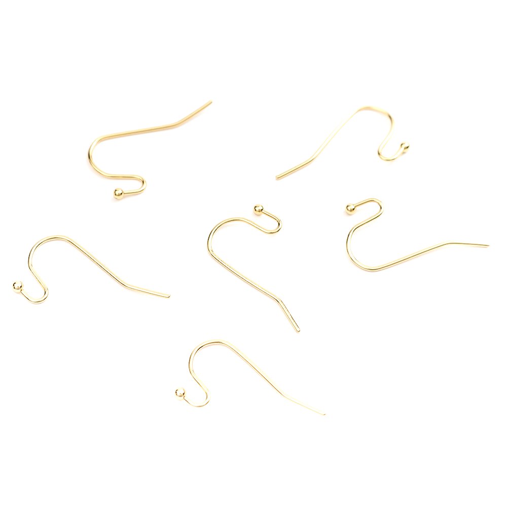 Picture of 304 Stainless Steel Ear Wire Hooks Earring Findings Gold Plated 21mm x 12mm, Post/ Wire Size: (21 gauge), 100 PCs
