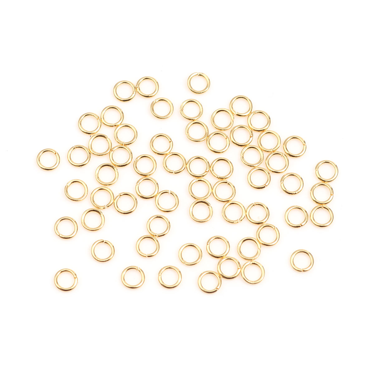 Picture of 100 PCs 3mm Dia., 0.5mm(24 gauge) 304 Stainless Steel Open Jump Rings Findings For Jewelry Making Gold Plated Round