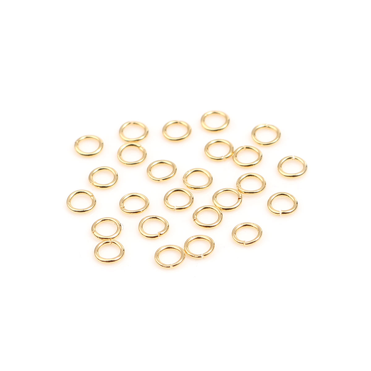 Picture of 100 PCs 3mm Dia., 0.5mm(24 gauge) 304 Stainless Steel Open Jump Rings Findings For Jewelry Making Gold Plated Round