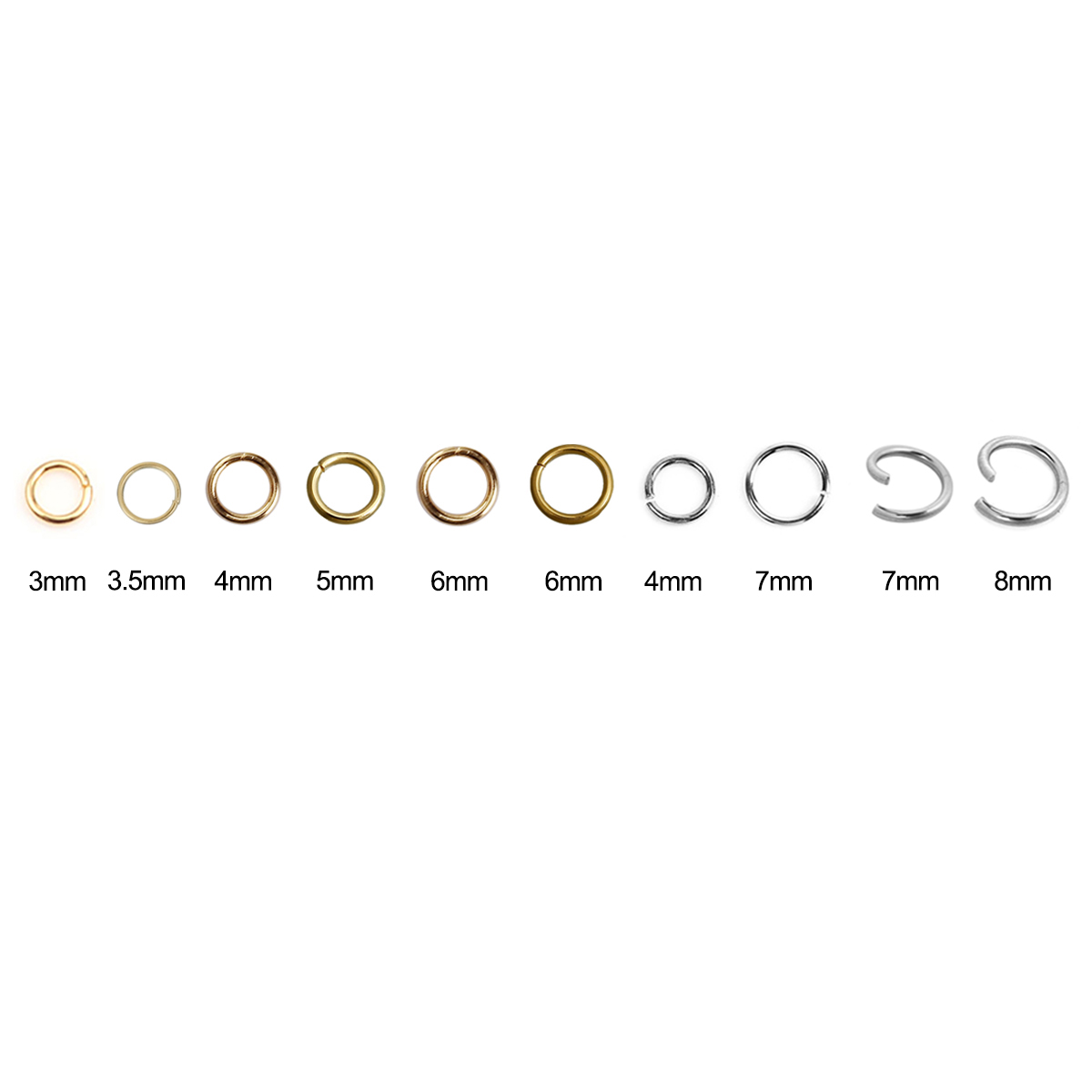 Picture of 100 PCs 3mm Dia., 0.5mm(24 gauge) 304 Stainless Steel Open Jump Rings Findings For Jewelry Making Gold Plated Round