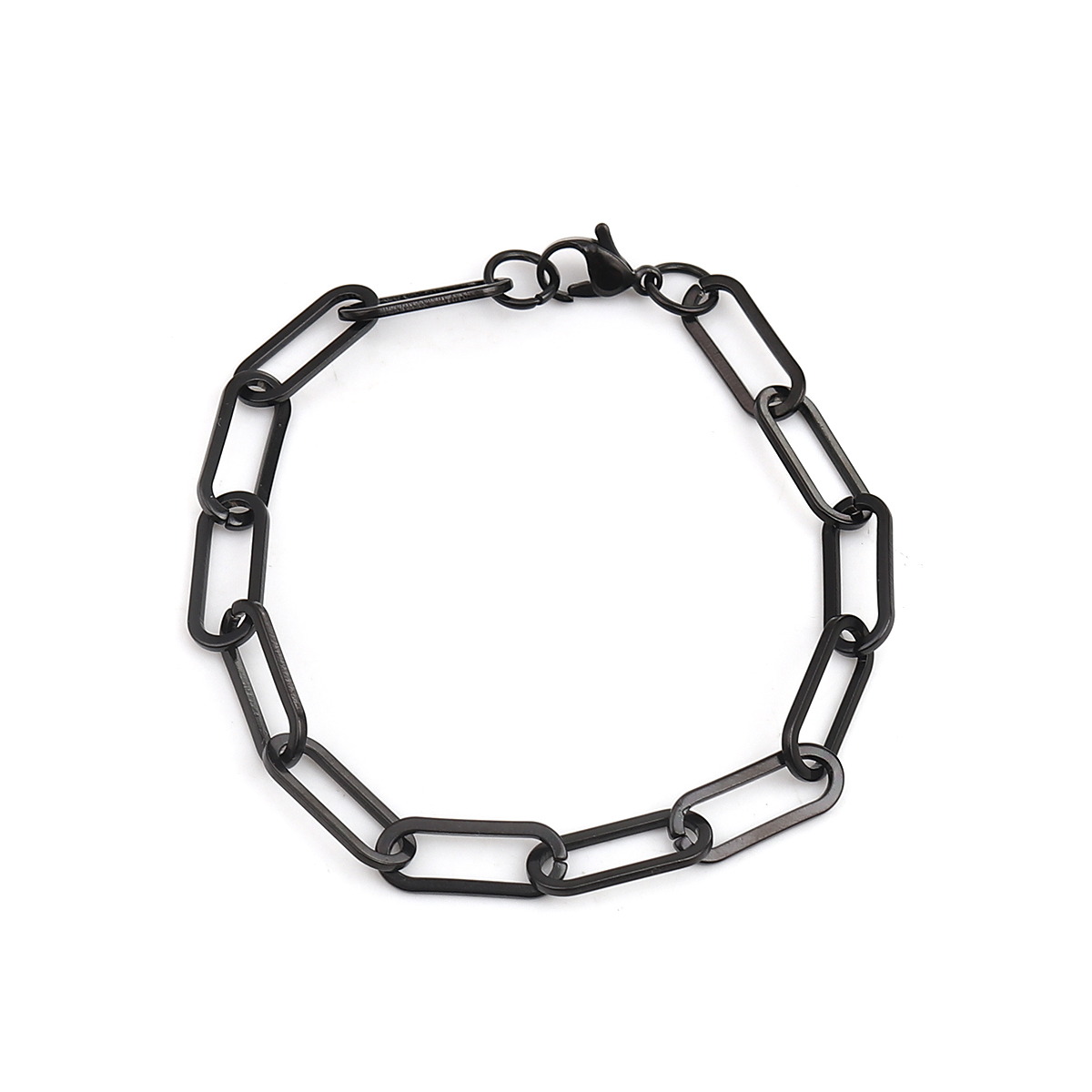 Picture of 1 Piece Vacuum Plating 304 Stainless Steel Link Cable Chain Bracelets Gunmetal Oval 19.4cm(7 5/8") long