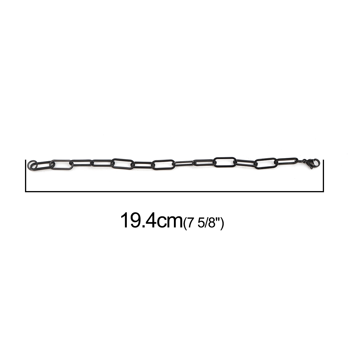 Picture of 1 Piece Vacuum Plating 304 Stainless Steel Link Cable Chain Bracelets Gunmetal Oval 19.4cm(7 5/8") long