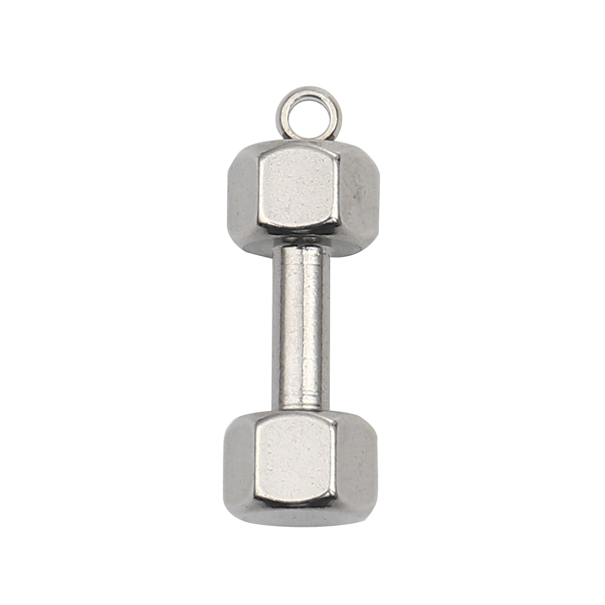 Picture of Stainless Steel Fitness Charms Dumbbell Silver Tone 19mm x 7mm, 5 PCs