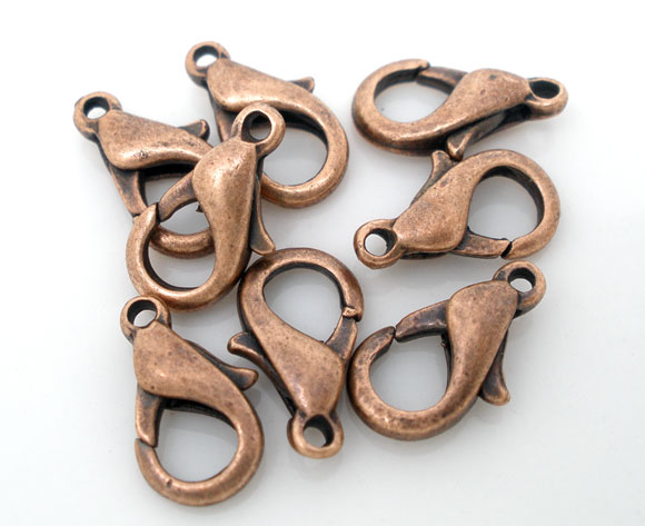 Picture of Brass Lobster Clasps Antique Copper 12mm( 4/8") x 6mm( 2/8"), 100 PCs