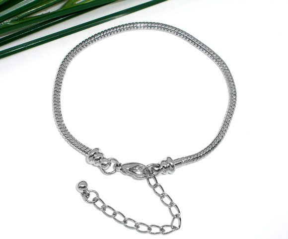 Immagine di Rame Stile Europeo Braccialetti Tono Argento lunghezza:18.0cm 4 Pz