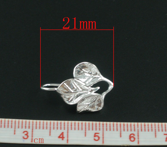 Изображение Крюк для Серьги" Лист " 21mm x 15mm Посеребренный , Размер столбца / провода:0.9mm, 10 ШТ