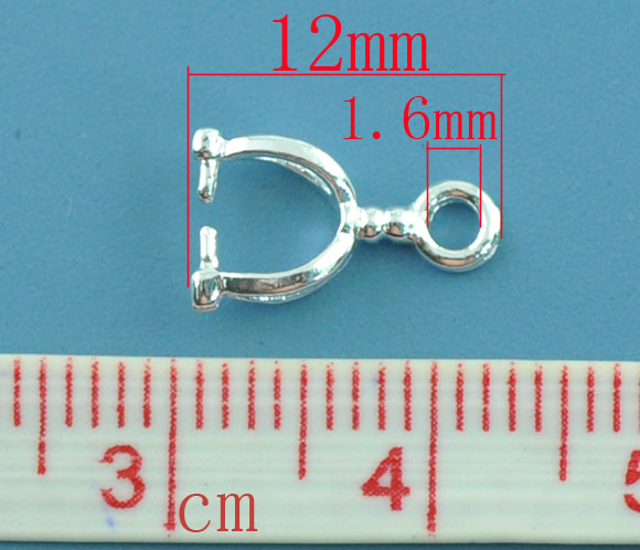 真鍮 バチカン 銀メッキ 12mm x 7mm、 20 個 の画像