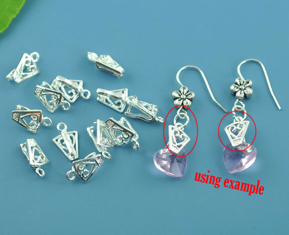 Immagine di Ottone Ganci per Ciondoli Argento Placcato 12mm x 8mm, 20 Pz