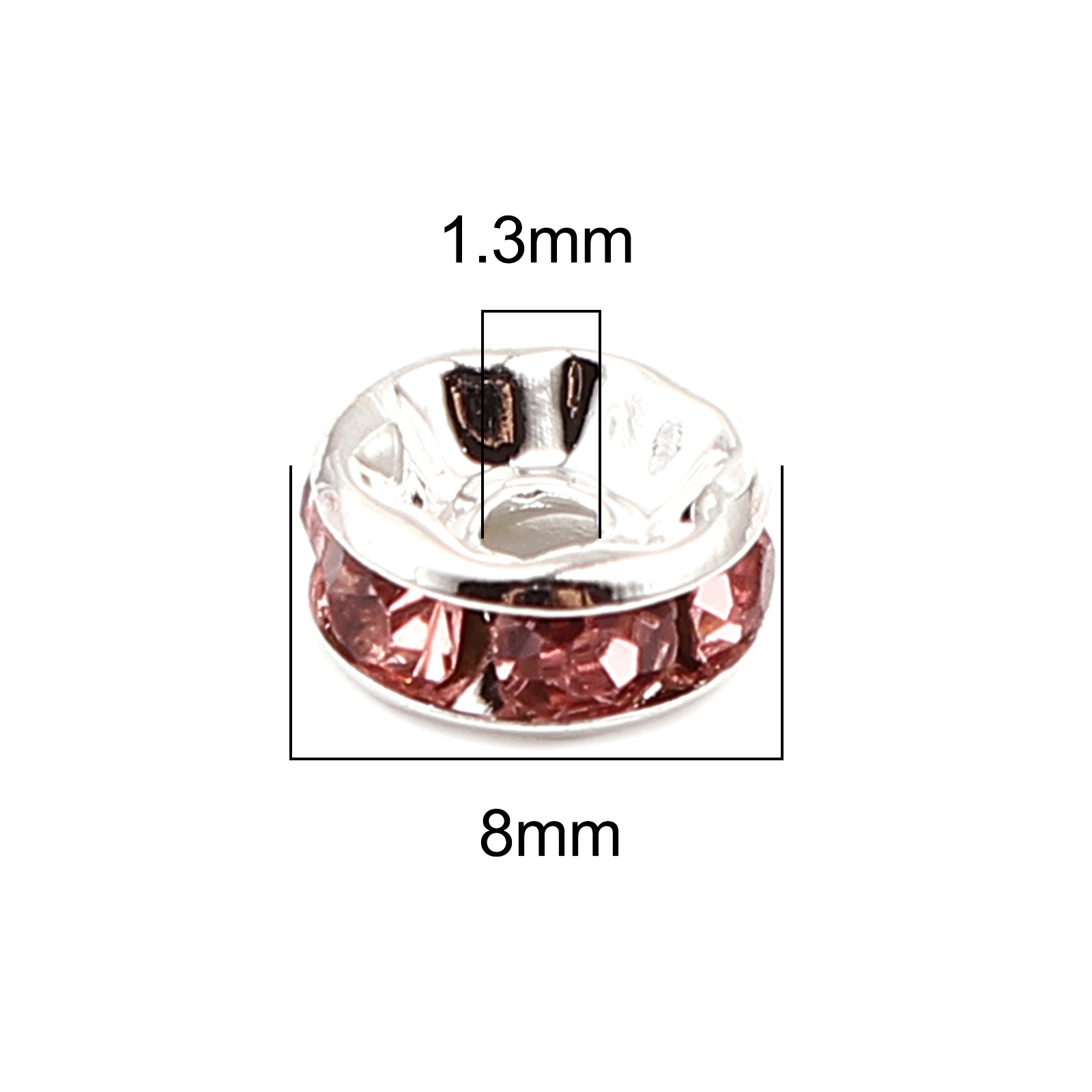 Изображение Бусины-разделитель 8mm x 4mm Смешанные Фианит Посеребренный, Проданные 100 шт                                                                                                                                                                                 