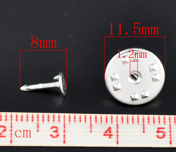 真鍮 ブローチ 円錐 銀メッキ 11.5mm 8mm x 6mm 1.2mm、 100 個 の画像