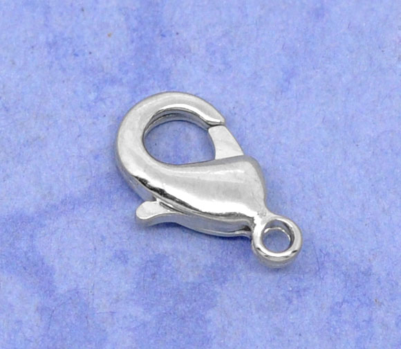 Bild von Messing Karabinerverschluss Silberfarbe 12mm x 7mm 50 Stück