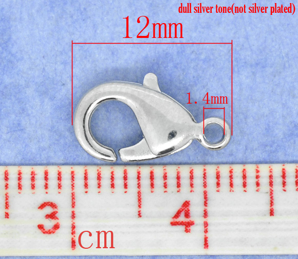Bild von Messing Karabinerverschluss Silberfarbe 12mm x 7mm 50 Stück