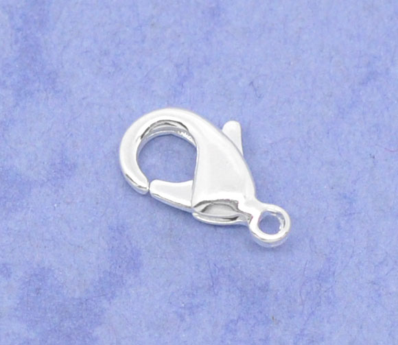 Bild von Messing Karabinerverschluss Versilbert 12mm x 7mm 50 Stück