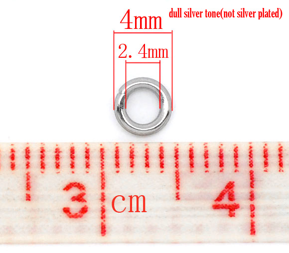 Picture of 500 PCs 4mm Dia., 0.8mm(20 gauge) 304 Stainless Steel Open Jump Rings Findings For Jewelry Making Silver Tone Round