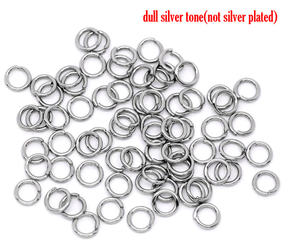 Picture of 500 PCs 5mm Dia., 0.8mm(20 gauge) 304 Stainless Steel Open Jump Rings Findings For Jewelry Making Silver Tone Round
