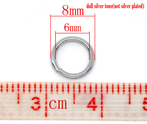Picture of 500 PCs 8mm Dia., 1mm(18 gauge) 304 Stainless Steel Open Jump Rings Findings For Jewelry Making Silver Tone Round