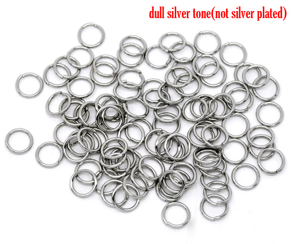 Picture of 500 PCs 8mm Dia., 1mm(18 gauge) 304 Stainless Steel Open Jump Rings Findings For Jewelry Making Silver Tone Round