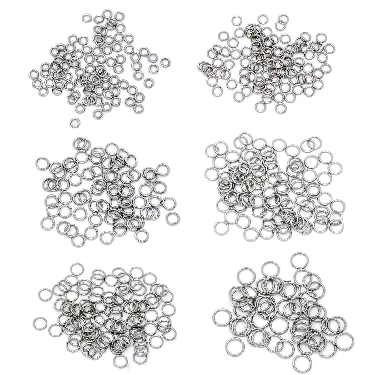 Picture of 500 PCs 8mm Dia., 1mm(18 gauge) 304 Stainless Steel Open Jump Rings Findings For Jewelry Making Silver Tone Round