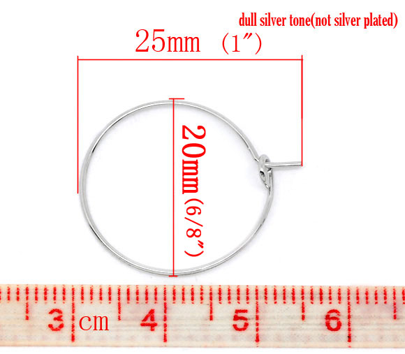 Immagine di Lega Charm per Bicchiere di Vino Cerchio Tono Argento 25mm x 20mm, 200 Pz