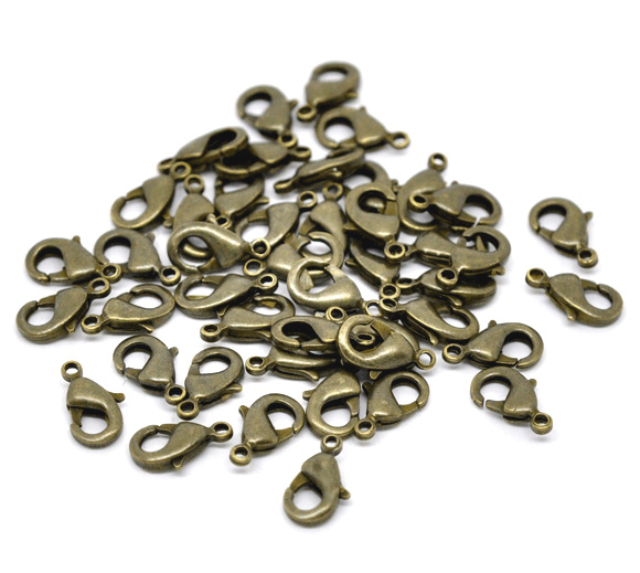Bild von Messing Karabinerverschluss Bronzefarbe 12mm x 7mm 50 Stück