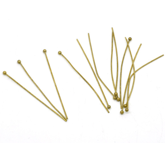 Picture of Brass Ball Head Pins Antique Bronze 45mm(1 6/8") long, 0.7mm (21 gauge), 300 PCs