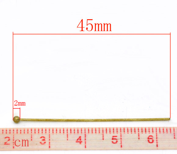 Picture of Brass Ball Head Pins Antique Bronze 45mm(1 6/8") long, 0.7mm (21 gauge), 300 PCs