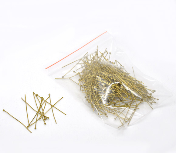 Picture of Brass Ball Head Pins Antique Bronze 45mm(1 6/8") long, 0.7mm (21 gauge), 300 PCs