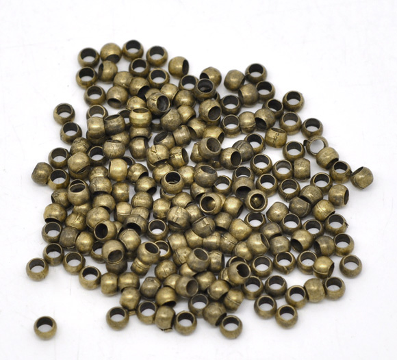 Bild von Messing Quetschperlen Rund Bronzefarbe Loch: ca 2mm 3.5mm x 1.8mm 500 Stück