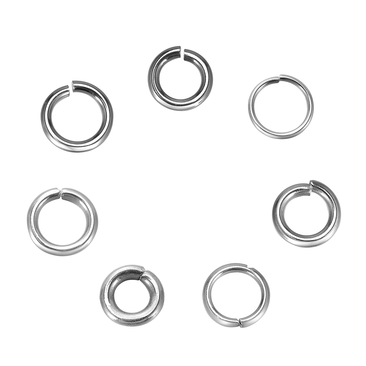 Picture of 200 PCs 9mm Dia., 1.5mm(15 gauge) 304 Stainless Steel Open Jump Rings Findings For Jewelry Making Silver Tone Round