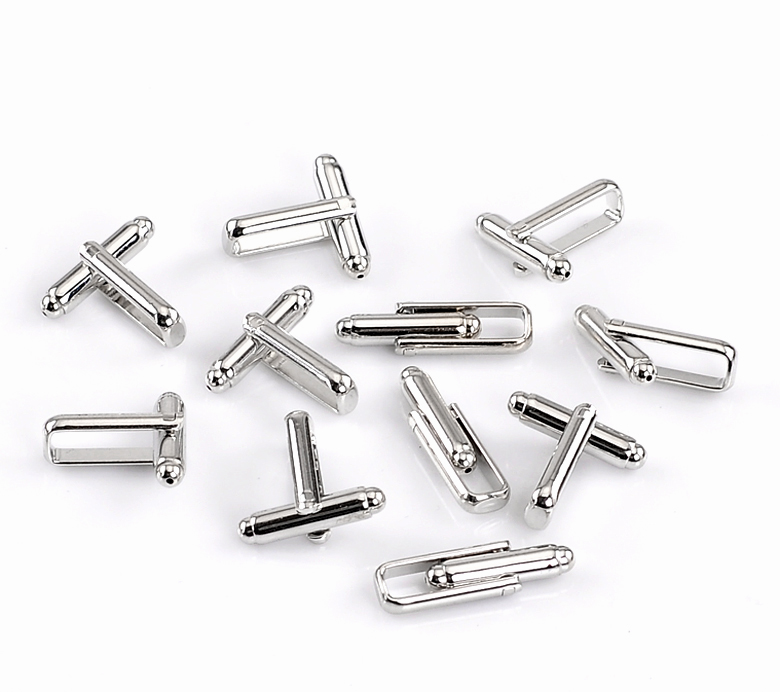Immagine di 10 Pz Ottone Camicia Basi Cilindrico Tono Argento 24mm x 7mm