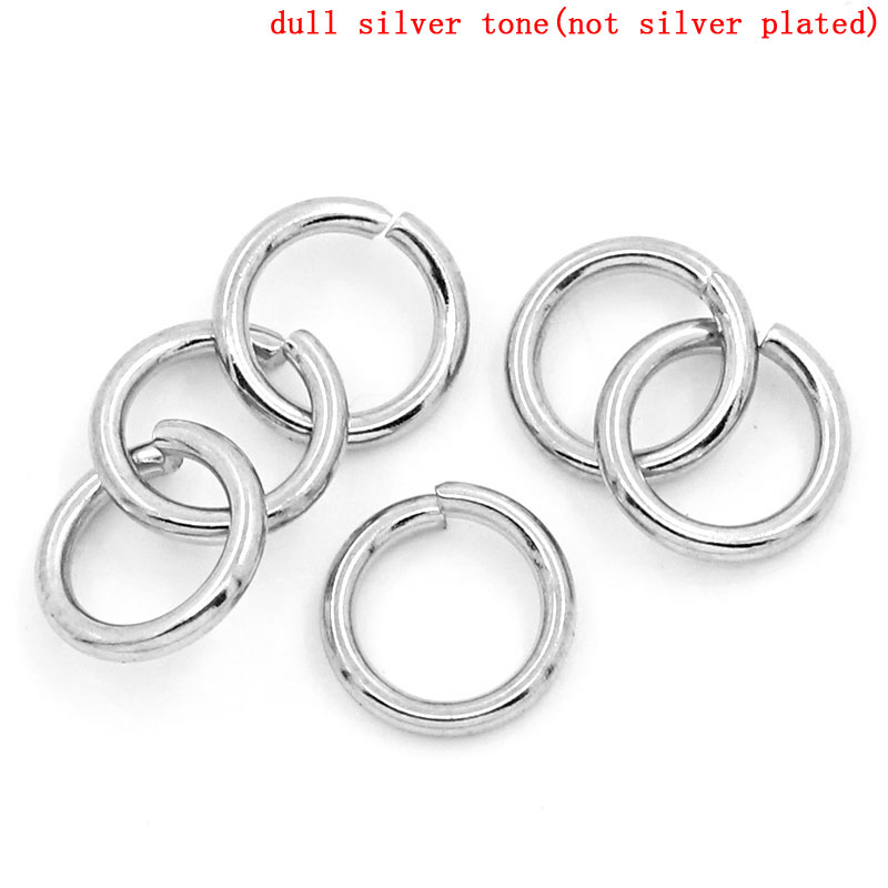 Immagine di 10000 Pz 8mm Dia, 1.2mm(17 misura) 304 Acciaio Inossidabile Aperto Stile Anello di Salto Tono Argento Tondo