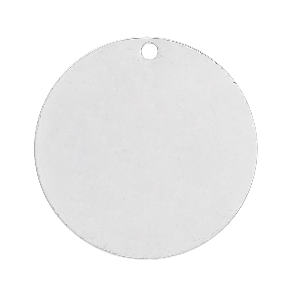 Picture of Brass Blank Stamping Tags Charm Pendants Round Disc Silver Plated 15mm( 5/8") Dia, 50 PCs