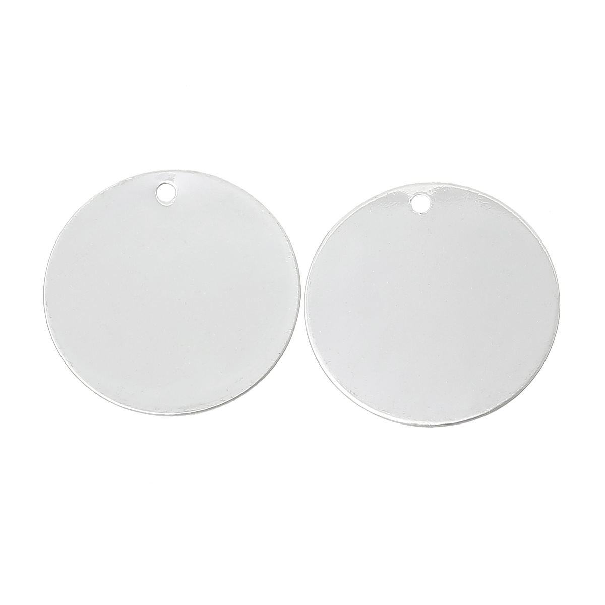 Picture of Brass Blank Stamping Tags Charm Pendants Round Disc Silver Plated 15mm( 5/8") Dia, 50 PCs