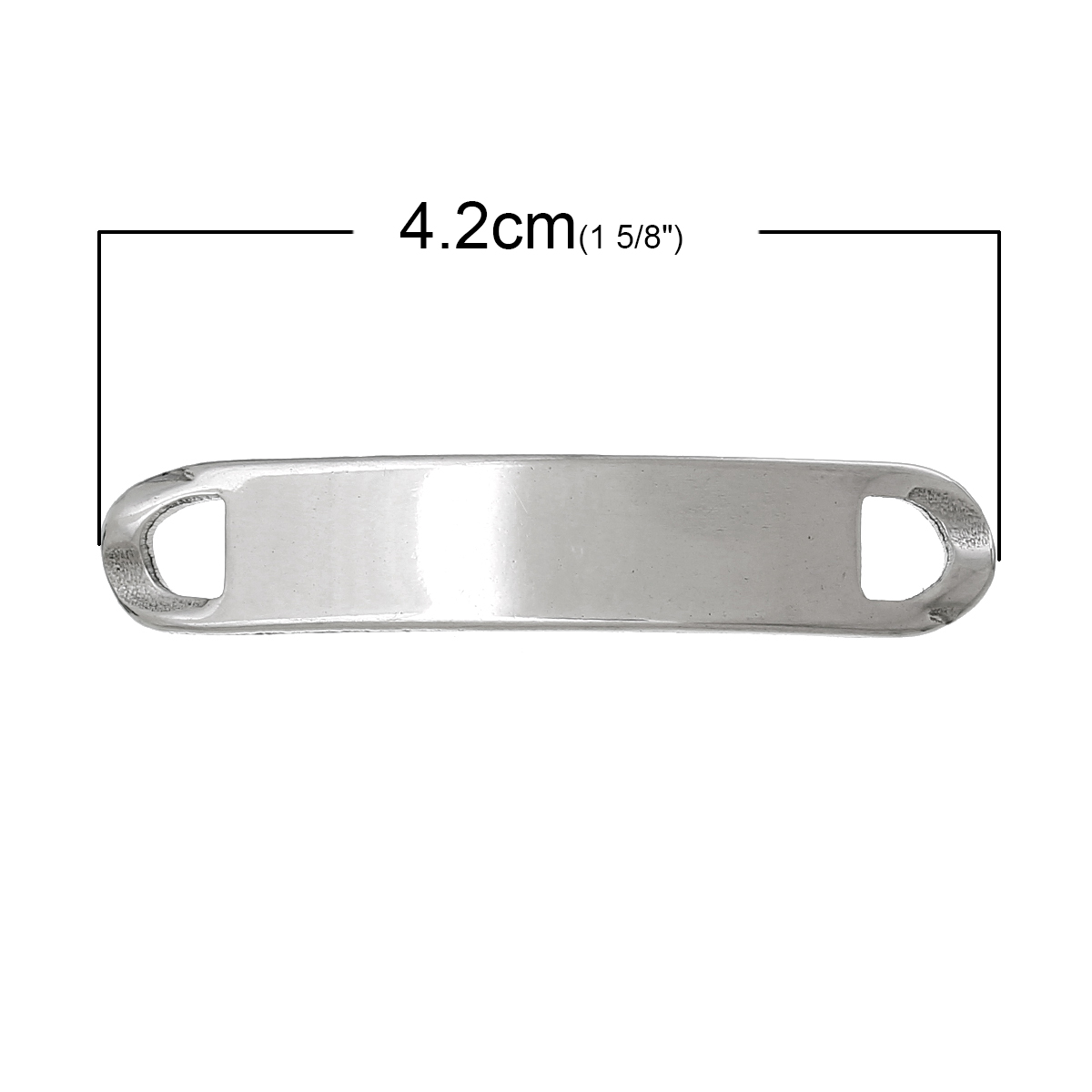 304ステンレス鋼 コネクターパーツ 長方形 シルバートーン 4.2cm x 0.8cm、 10 個 の画像