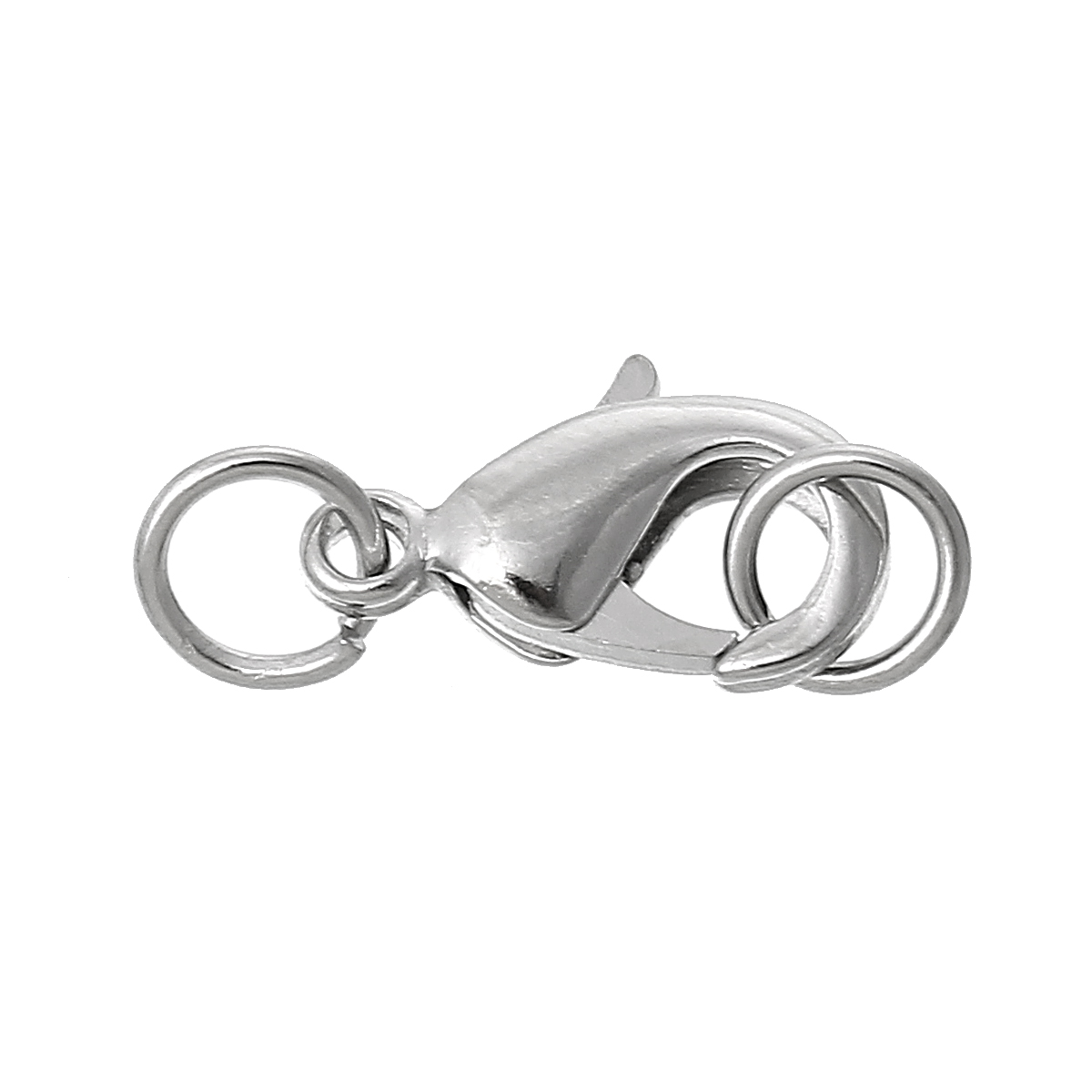 Bild von Messing Karabinerverschluss Silberfarbe 19mm x 7mm, 20 Stücke