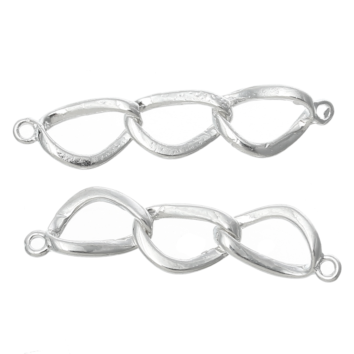 Picture of Brass Connectors Findings Twist Triangle Silver Plated 26mm(1") x 6mm(2/8"), 10 PCs